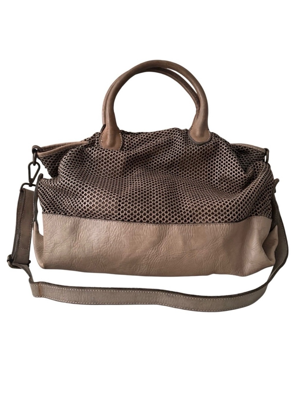 Costanza Rota Leather Satchel Made in Italy Taupe Purse Large Boho European Bag